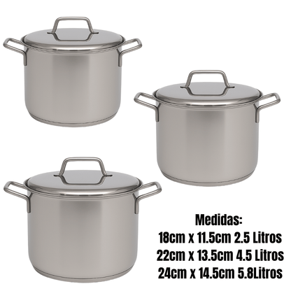 🍲Juego De Ollas Bateria Cocina Olla Sopera Grandes 6pcs Acero🥘