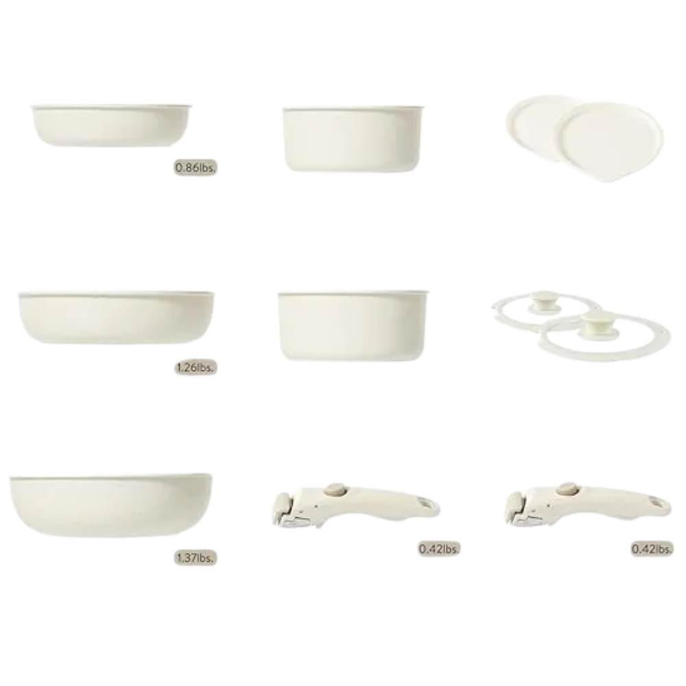 🥇Bateria Ollas Marmol Antiadherente Mango Desmontable 11 Pcs🔥