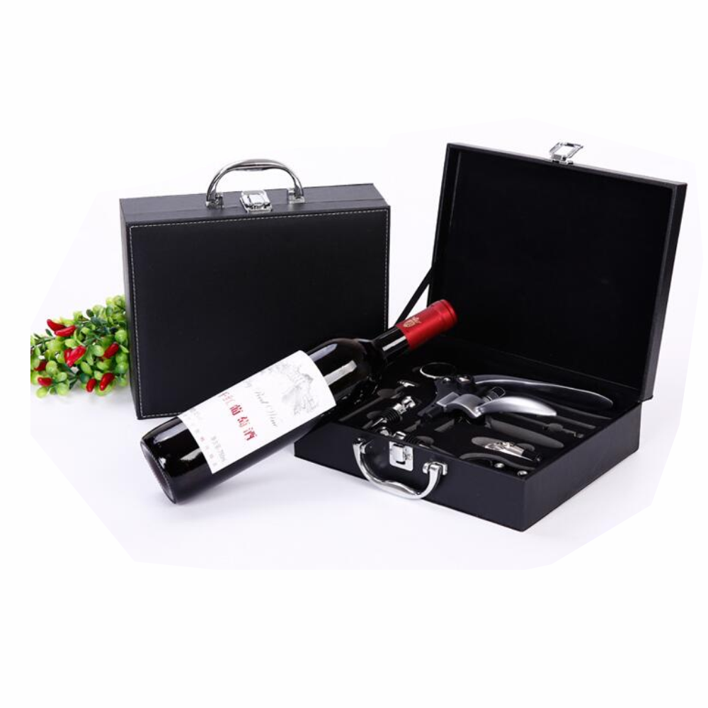 Kit Sacacorchos Catador De Vino Tinto Con Accesorios Estuche