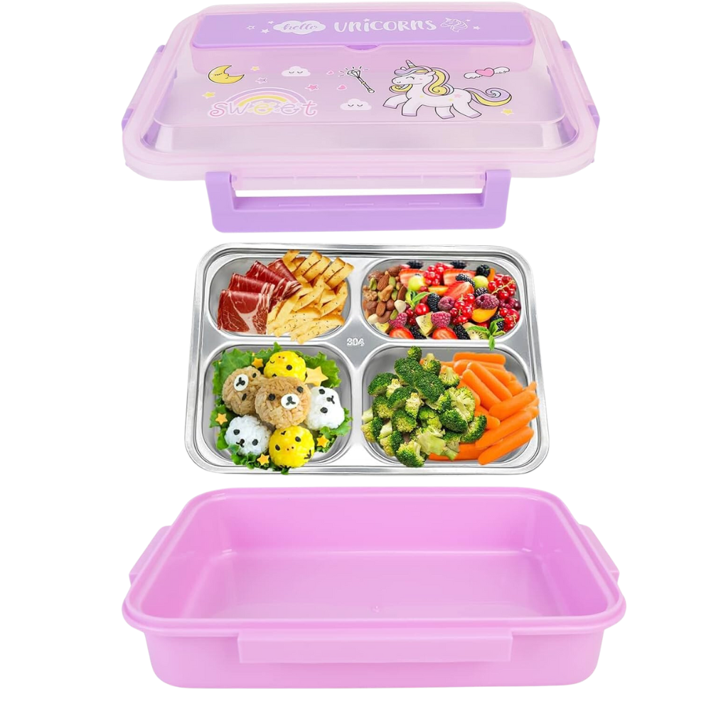 Lonchera Para Niños 4 Compartimientos Con Palitos Chinos