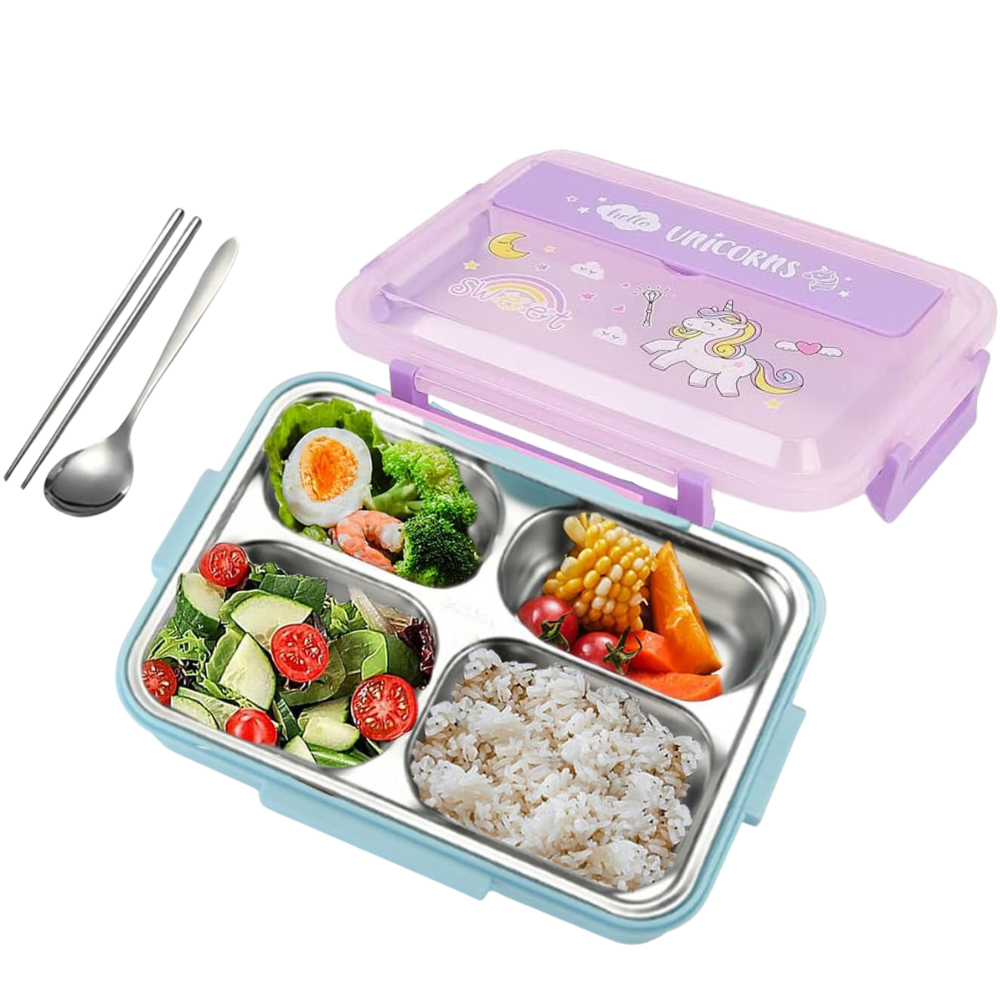 Lonchera Para Niños 4 Compartimientos Con Palitos Chinos