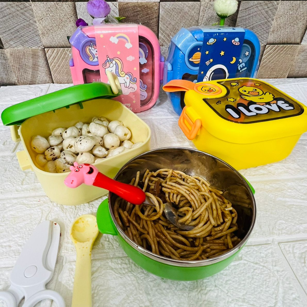 Lonchera Para Niños Con Cuchara Y Tijeras Interior Acero 304