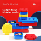 Lonchera Para Niños Tipo Lego Con Cubiertos Figuras Y Funda