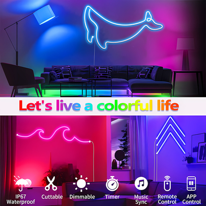 Tira Luz Led Neon Manguera 10 Metros Rítmica Control Remoto
