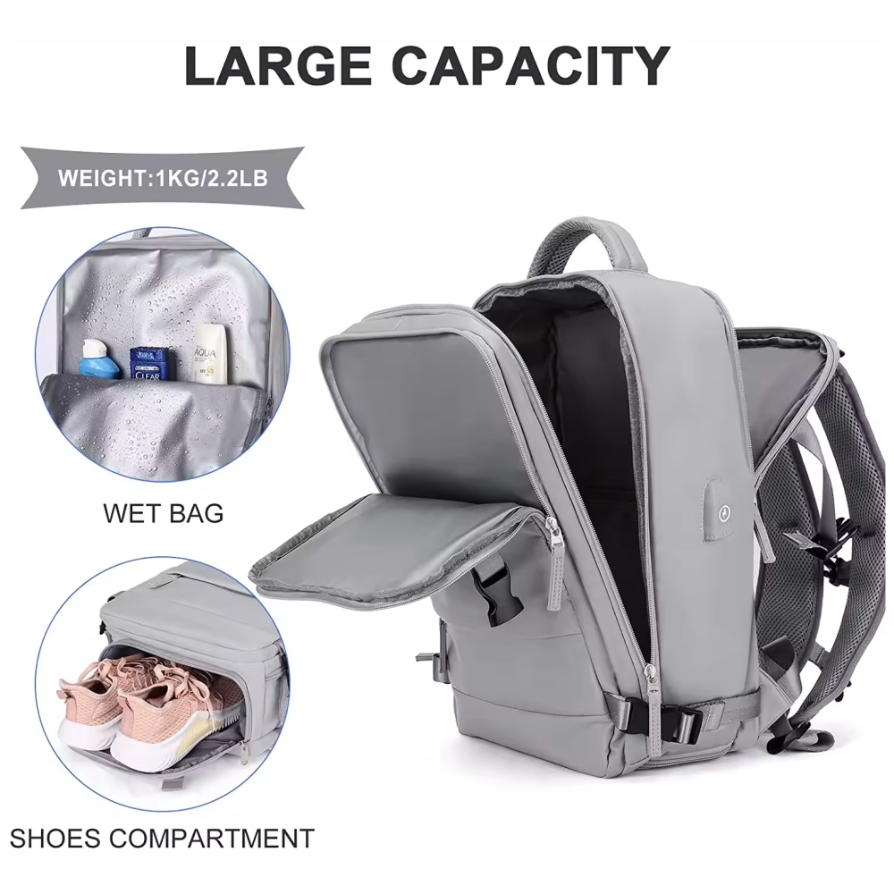 🎒Maleta De Mano Para Cabina Viaje Y Ordenador USB Impermeable Central M✈️🌍