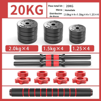 Kit De Mancuernas De 20kg Termo Forrada Con Barra