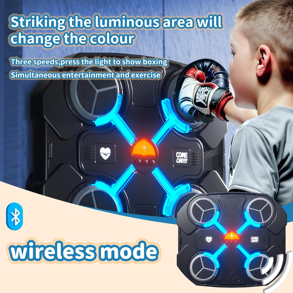 Maquina De Boxeo Musical Bluetooth Para Niños Con Guantes