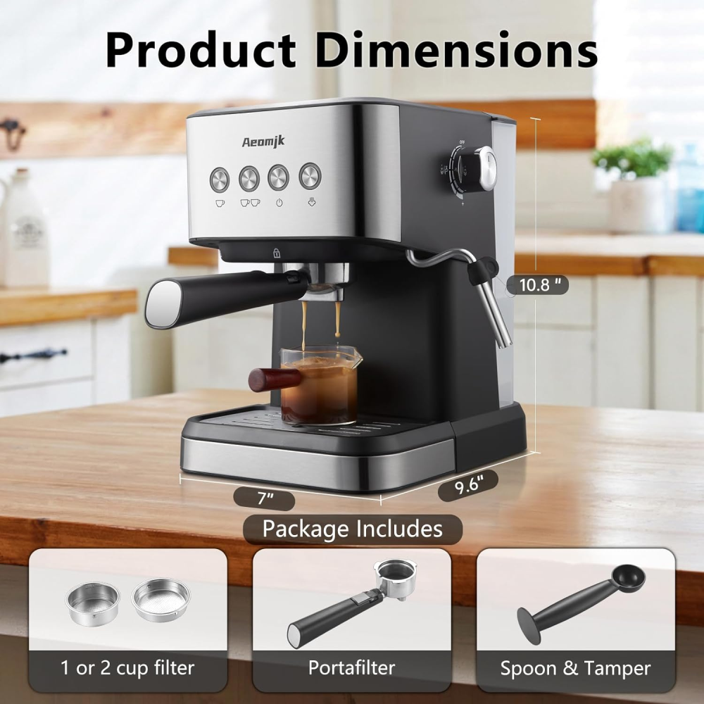 Maquina Para Cafe Expreso Capuchino Latte 1350w 20bar Aeomjk