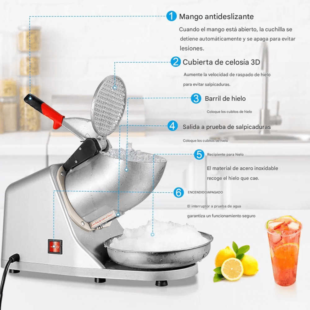 Maquina Trituradora Picadora Hielo Electrica Uso Comercial