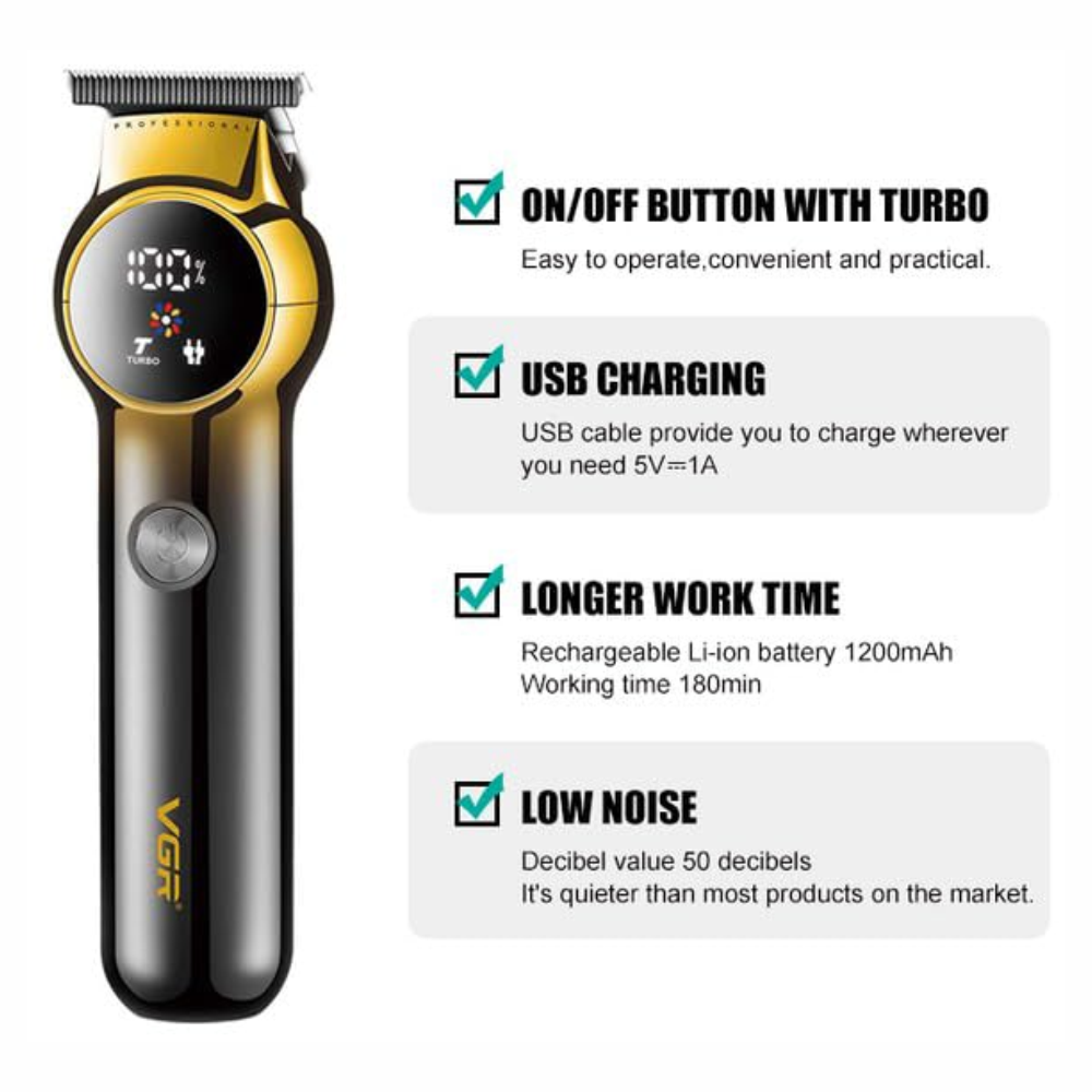 Patillera Recargable Recortadora Para La Barba Vgr V990 Led
