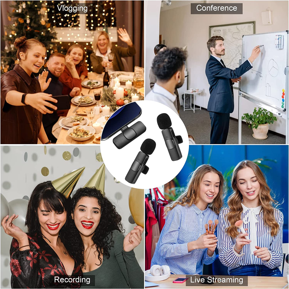 Micrófono Inalámbrico 2 En 1 De Solapa Para iPhone O iPad