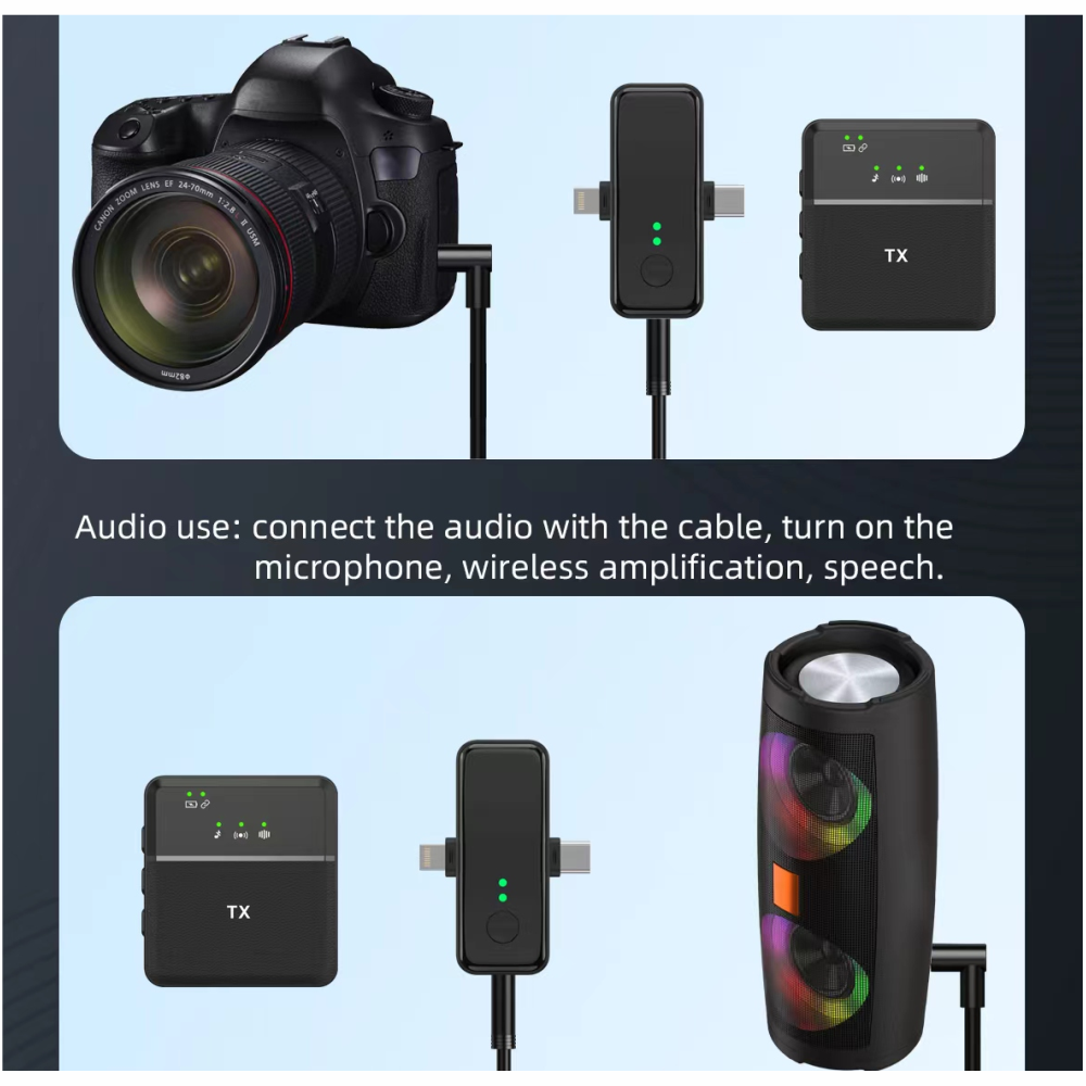 Micrófono De Solapa Inalámbrico Doble Para iPhone Y Android