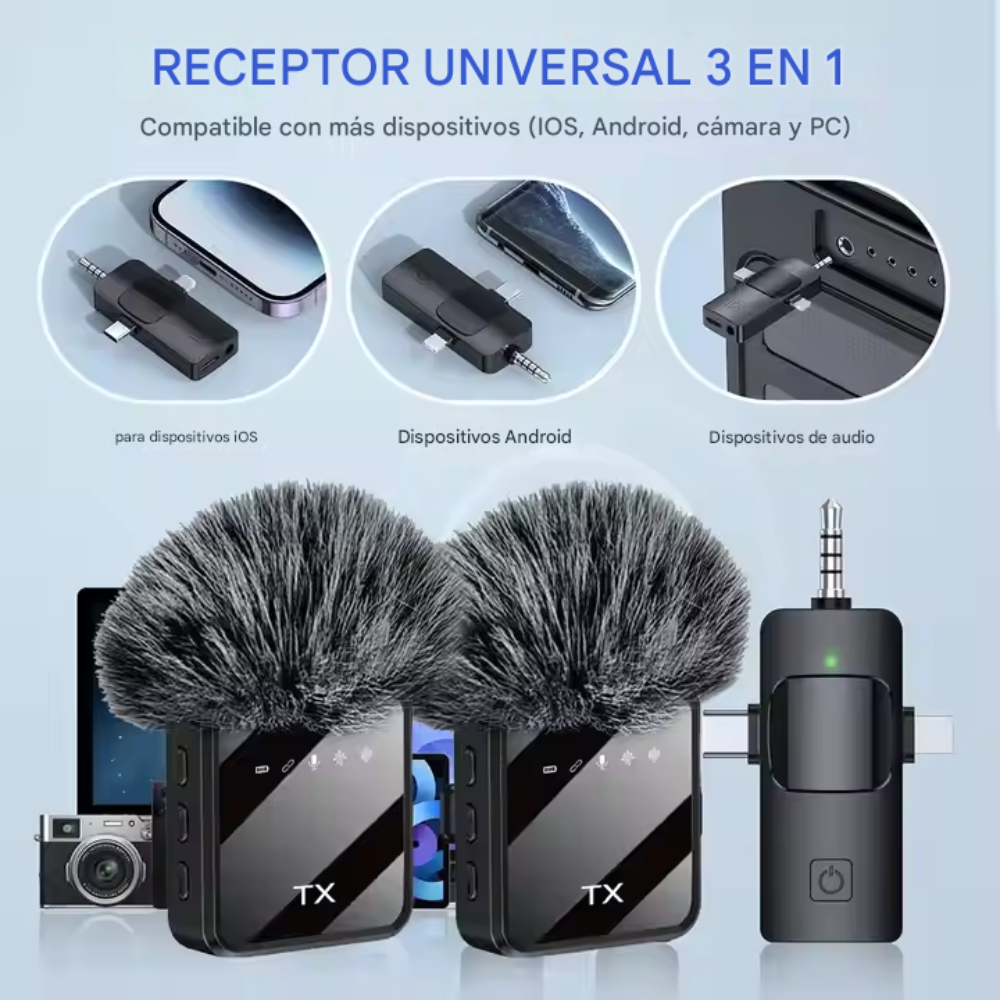 Micrófono Solapa Inalámbrico 3 En 1 F11 Android iPhone PC