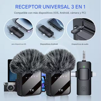 Thumbnail for Micrófono Solapa Inalámbrico 3 En 1 F11 Android iPhone PC