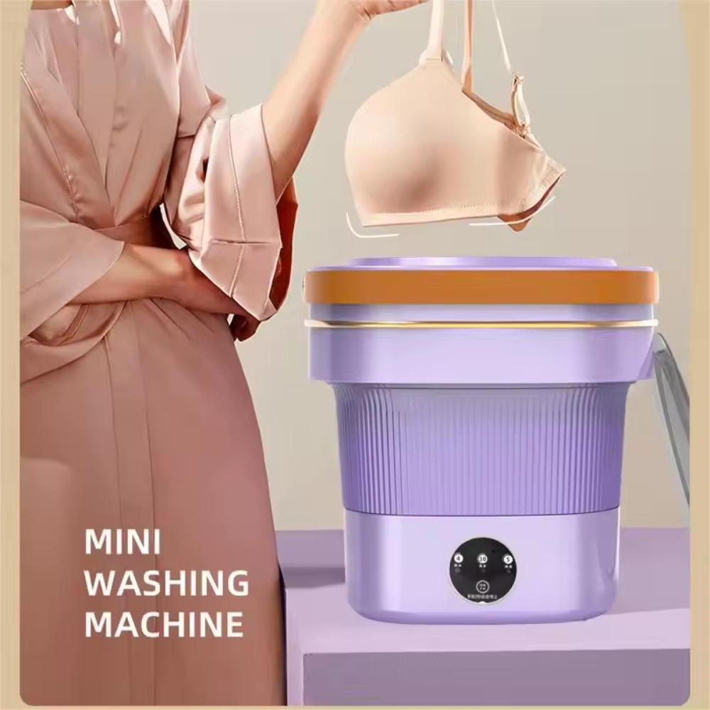 🧺✨Mini Lavadora Plegable Con Desagüe Y Centrifugado 10lts 60w🧳🌍