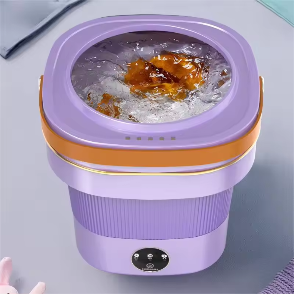 🧺✨Mini Lavadora Plegable Con Desagüe Y Centrifugado 10lts 60w🧳🌍