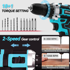 Taladro Inalámbrico 56v Kit Brocas Doble Batería Recargable