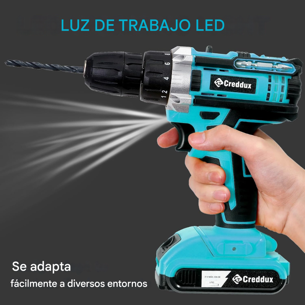 Taladro Inalámbrico 56v Kit Brocas Doble Batería Recargable