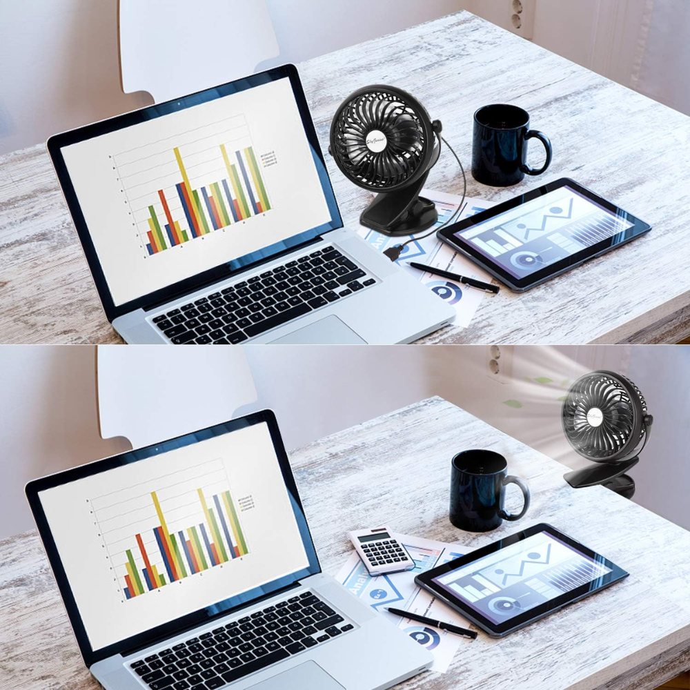 🌬️Mini Ventilador Abanico De Pinza Recargable Usb 3 Velocidad🧊✨