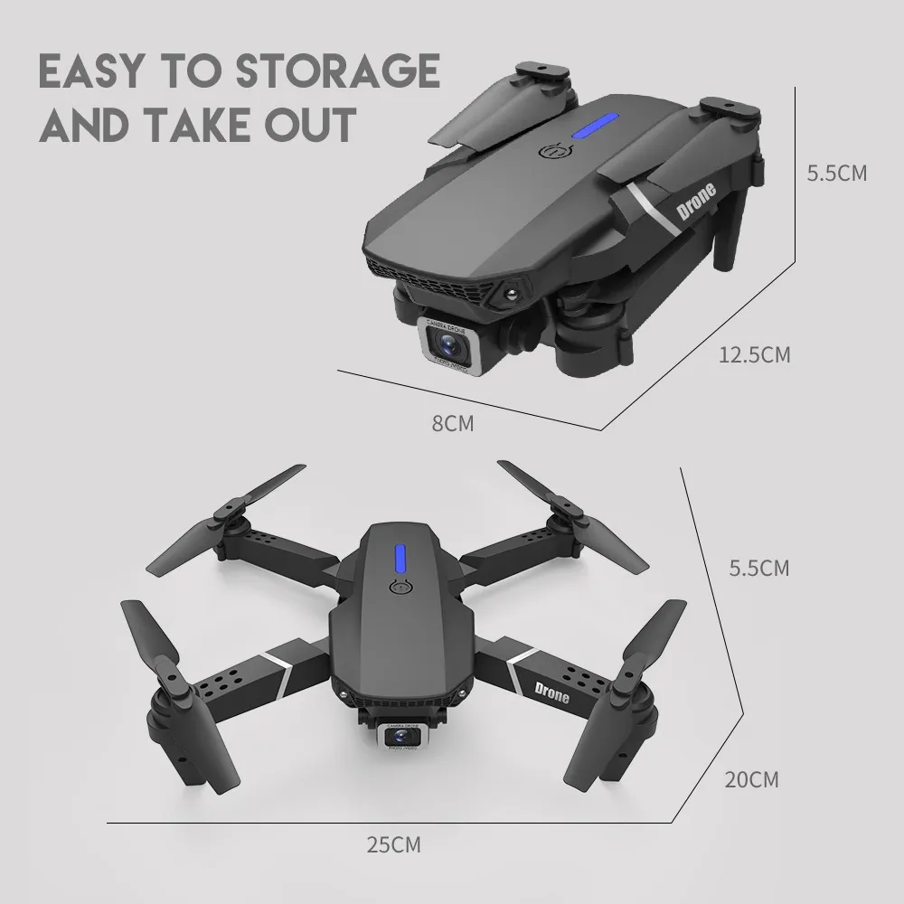 Drone Wifi Cámara Hd Estabilizador De Vuelo E88