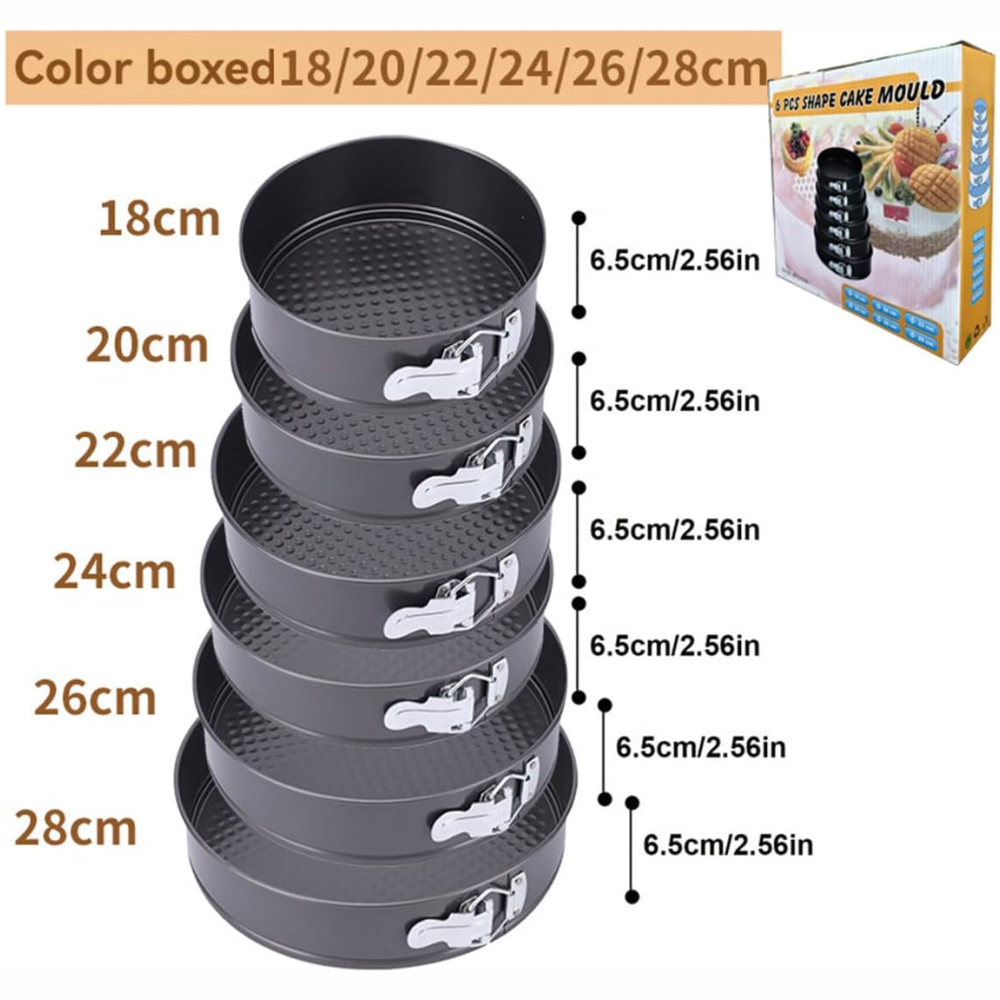 Molde Para Tortas Set X6 Unidades Desmontable Antiadherente