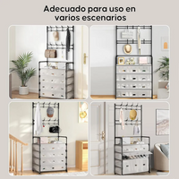 Thumbnail for 🖤 Zapatero Perchero Organizador Metálico con Guardapolvo – 4 Niveles + 4 Cajones