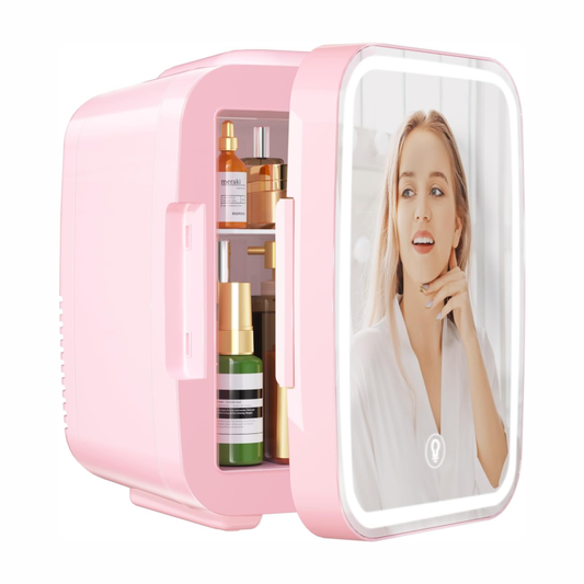 Mini Nevera Para Maquillaje Cuidado De La Piel Con Espejo Led Nv-4l