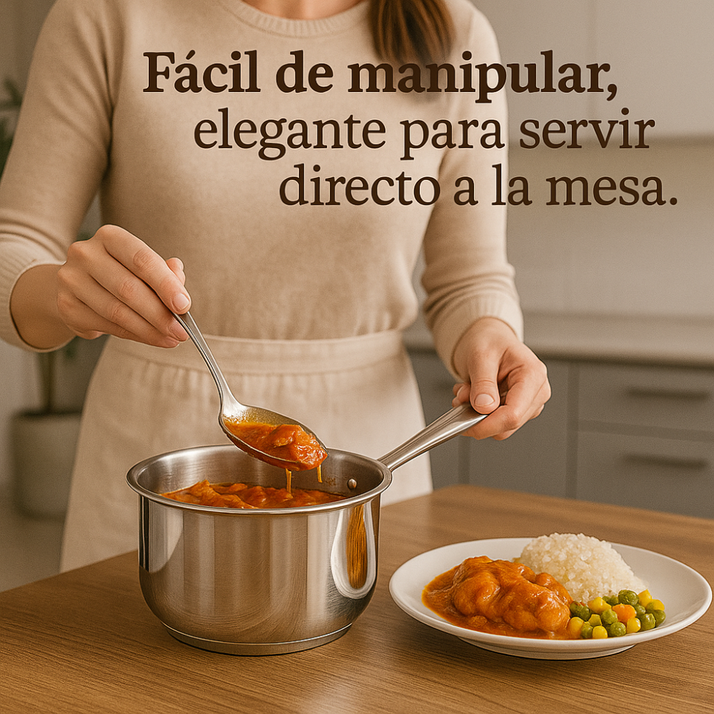 Olla 1 Litro Acero Quirúrgico Premium Con Tapa Inducción