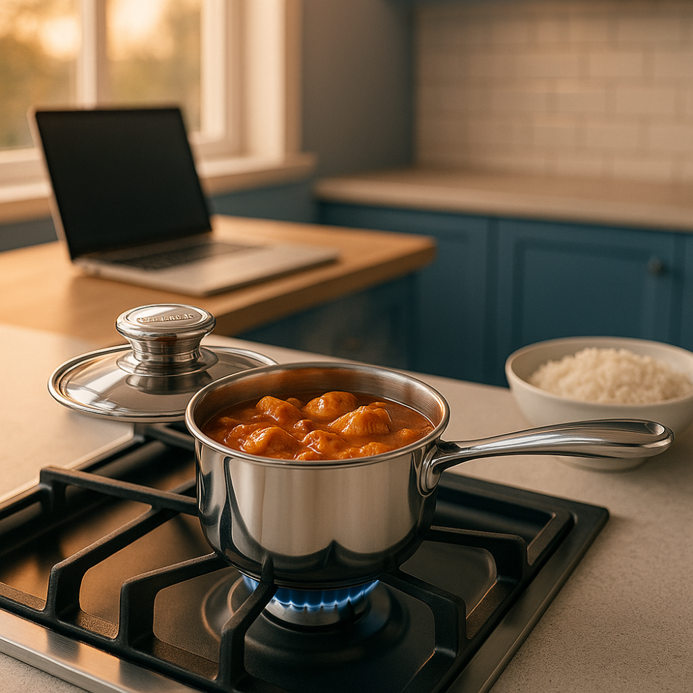 Olla 1 Litro Acero Quirúrgico Premium Con Tapa Inducción