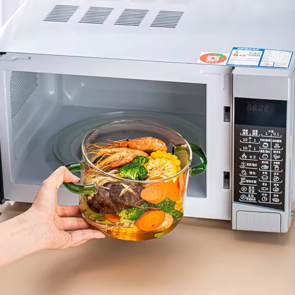 Olla En Vidrio Templado Con Tapa Transparente Moderna 3200ml