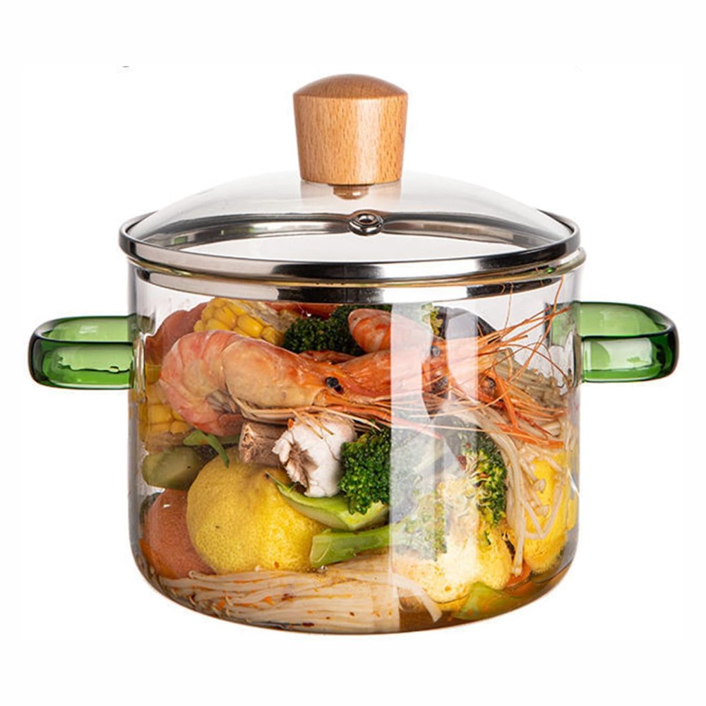Olla En Vidrio Templado Con Tapa Transparente Moderna 3200ml