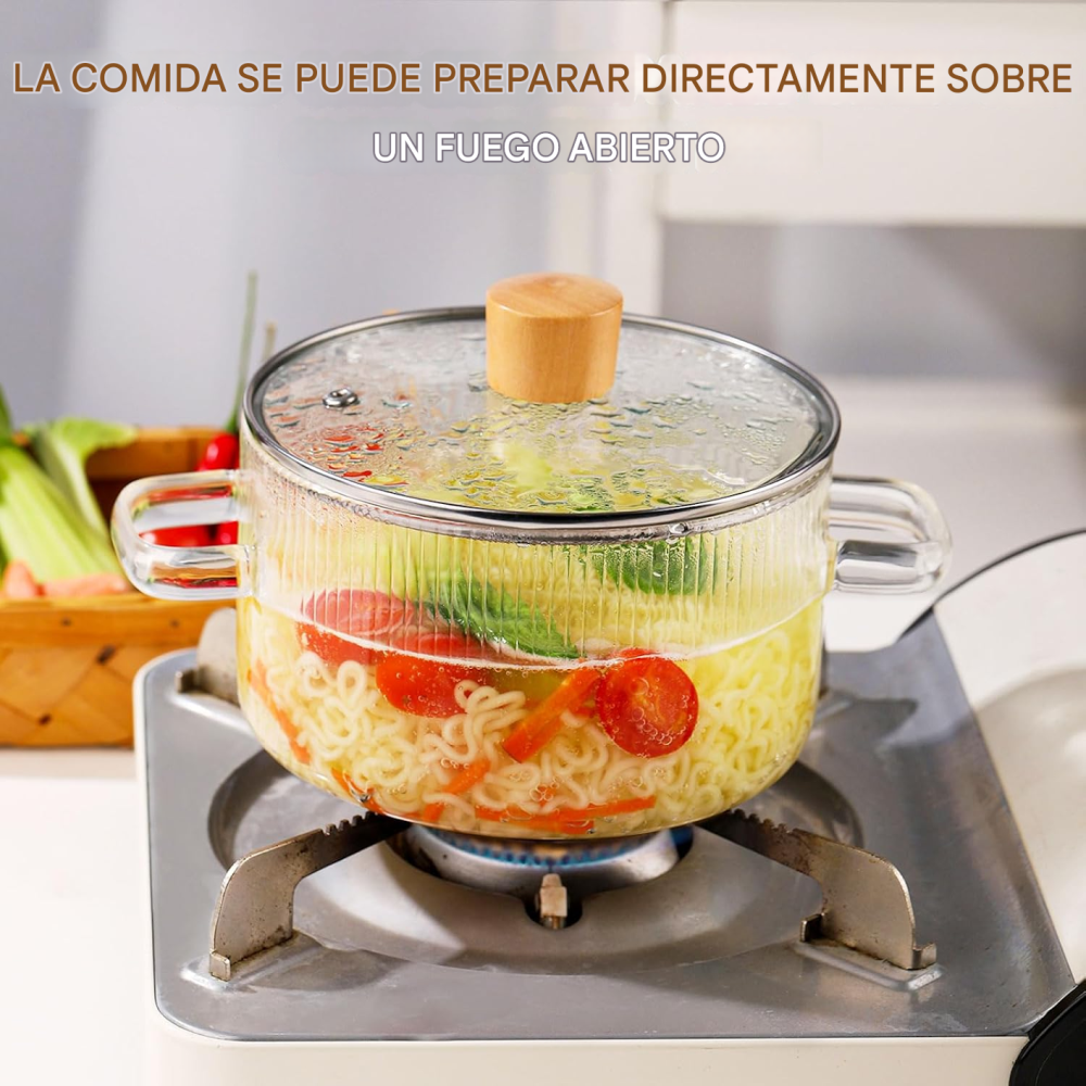 Olla Vidrio 1600 Ml Templado Transparente Resistente Cocina