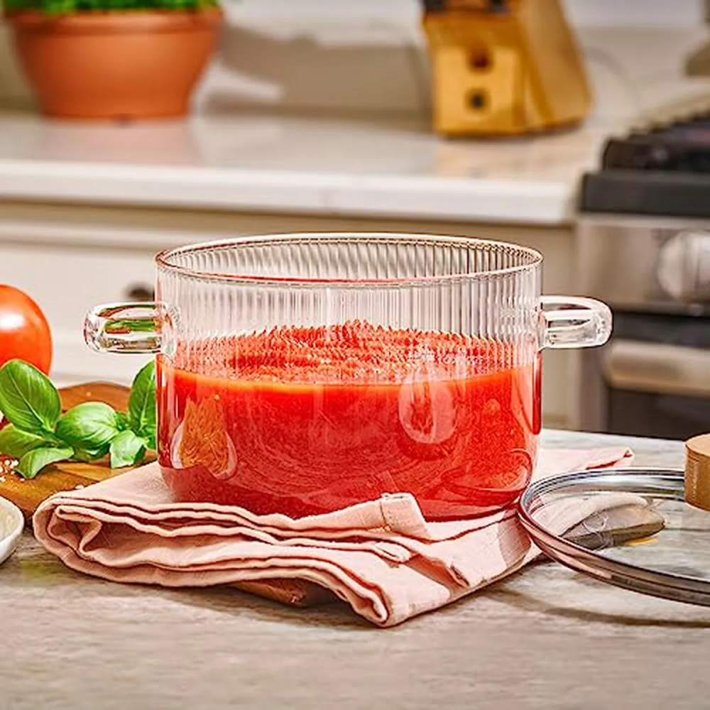 Olla Vidrio 1600 Ml Templado Transparente Resistente Cocina