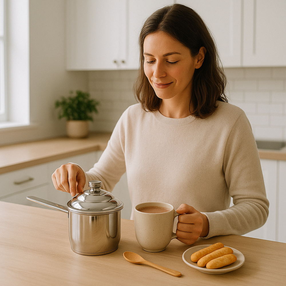 Olla 700ml Acero Quirúrgico Con Tapa Inducción Pequeña