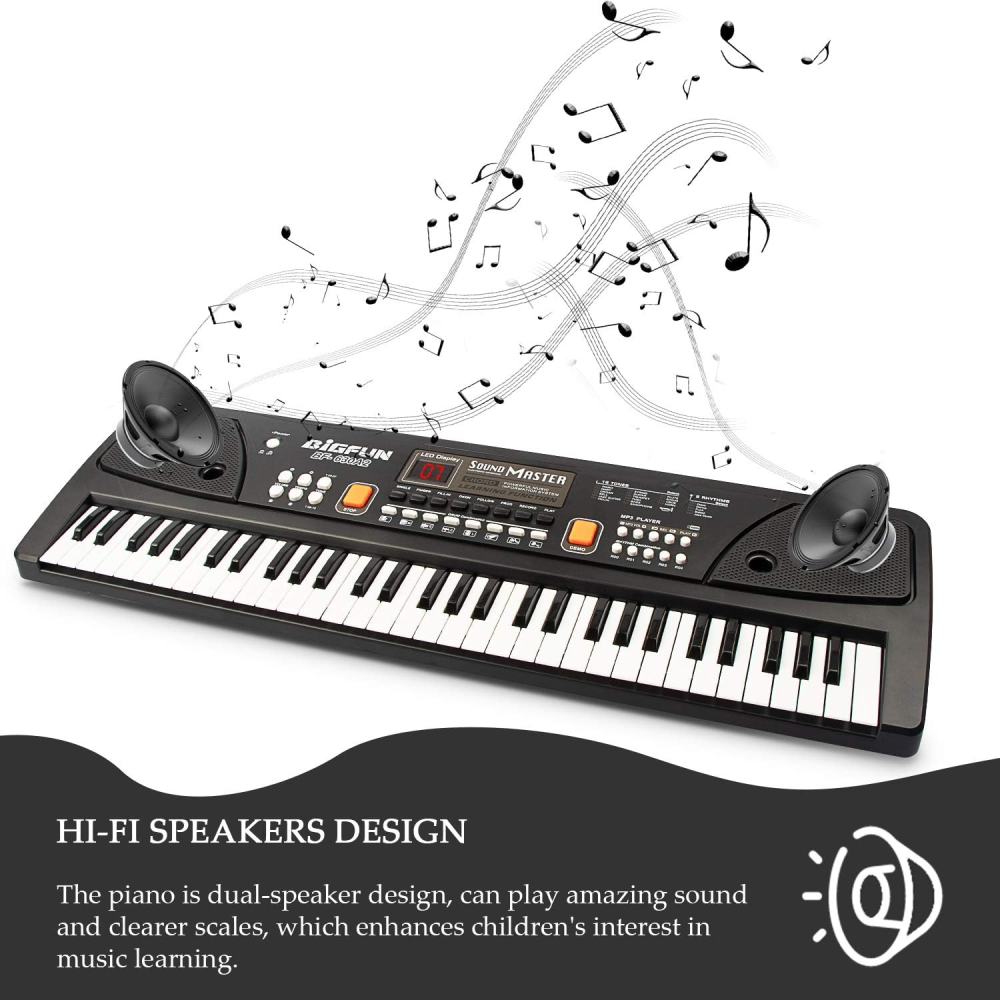 Piano Organeta Musical Para Niños 61 Teclas Bigfun Microfono