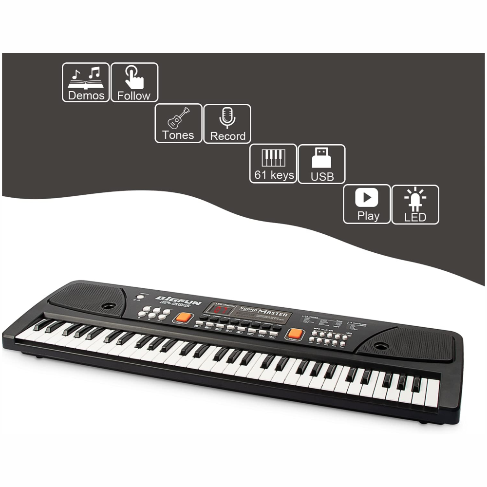 Piano Organeta Musical Para Niños 61 Teclas Bigfun Microfono