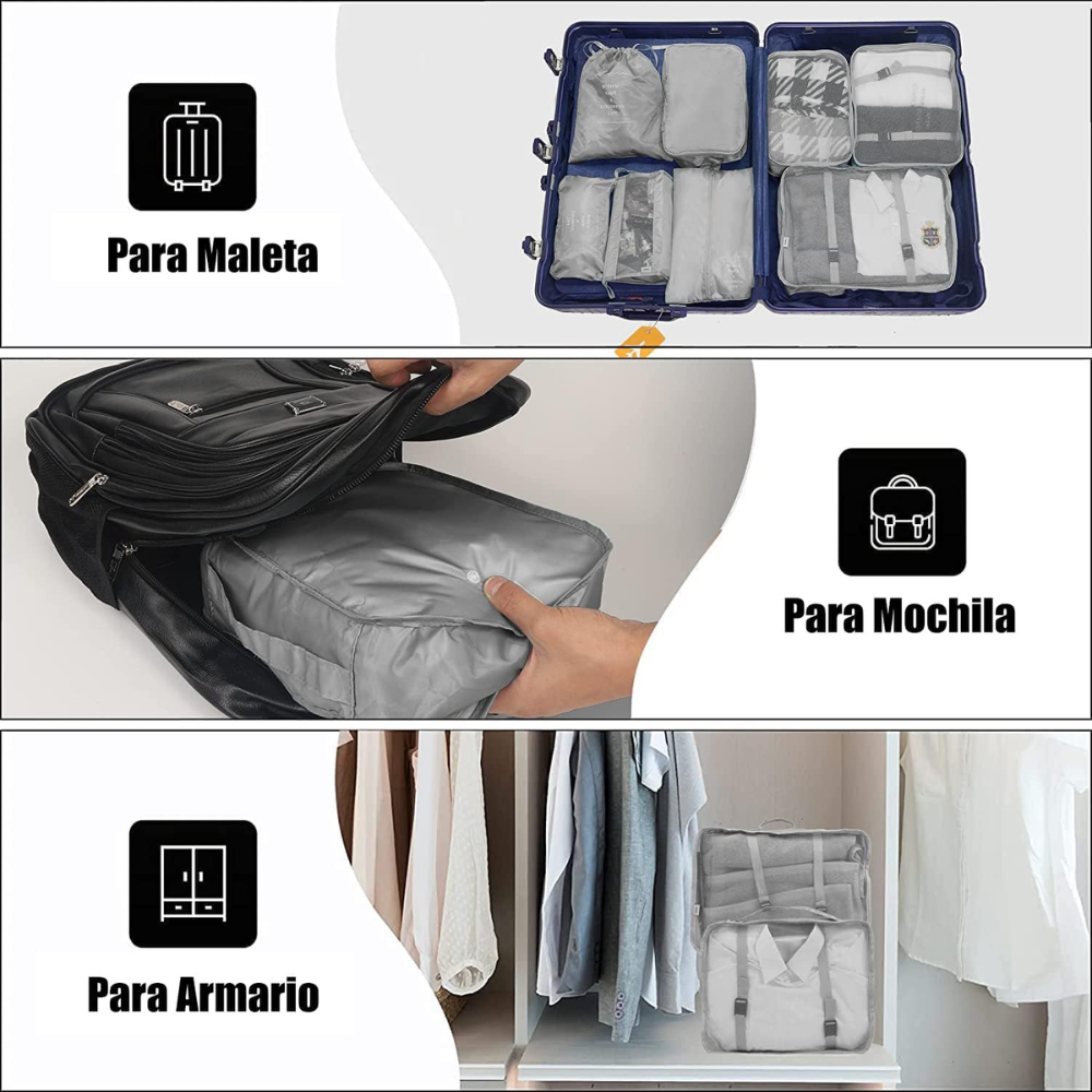 🧳✨Organizador De Ropa Para Viaje O Maleta Kit De 10 Unidades🌟🎒