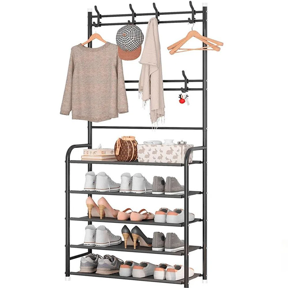 🧥Perchero Multifuncional Con Zapatero 5 Niveles 170x60 Cm🛠️