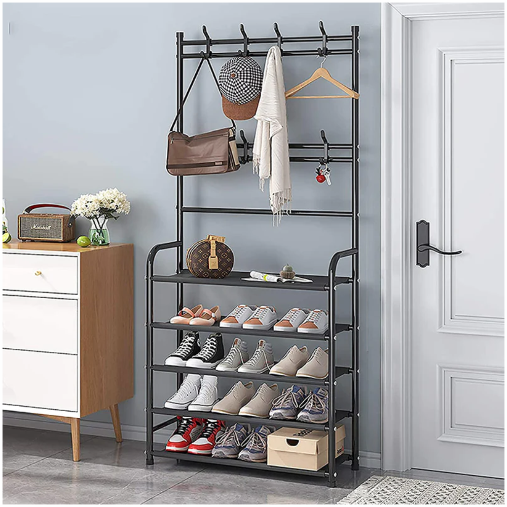 🧥Perchero Multifuncional Con Zapatero 5 Niveles 170x60 Cm🛠️