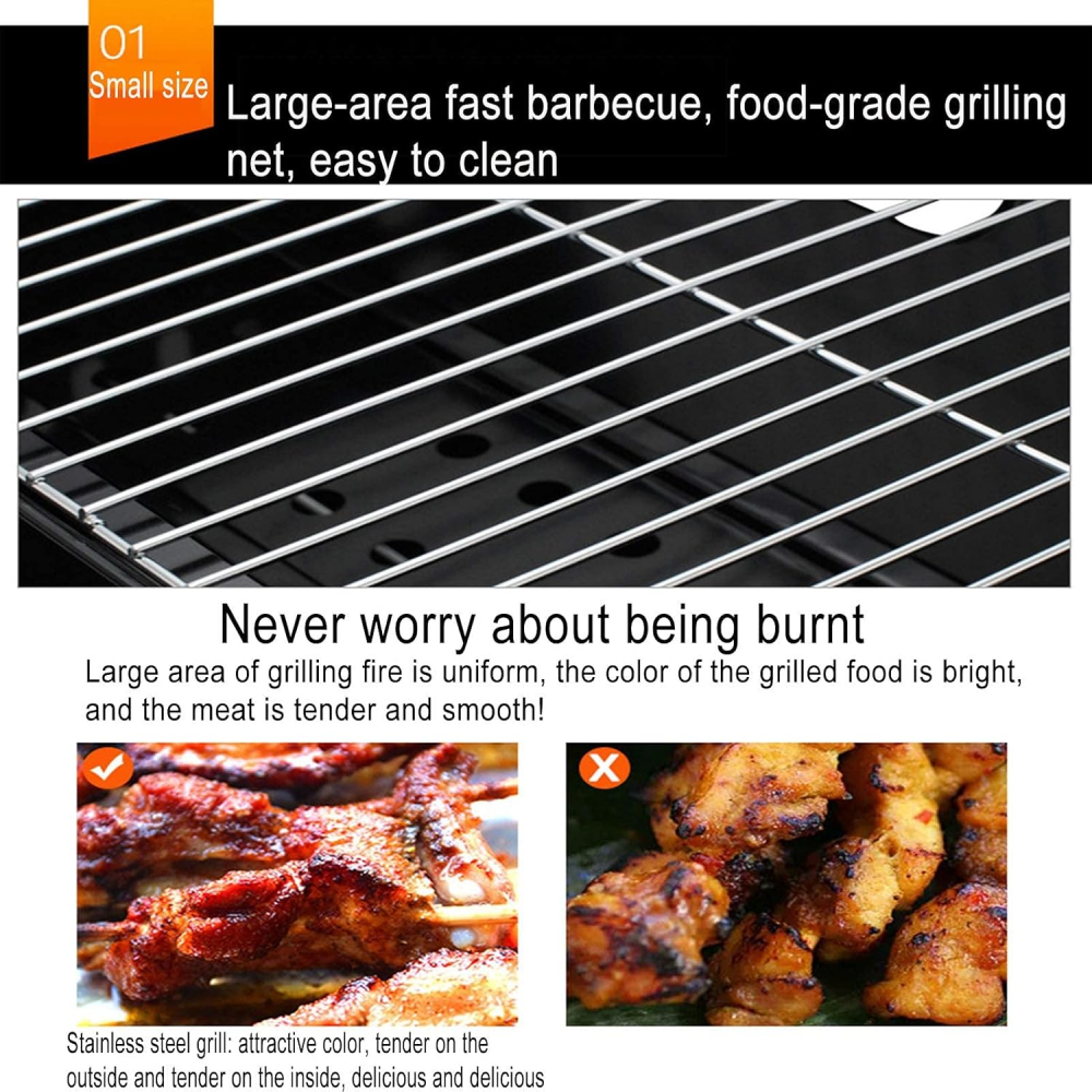 Asador Portatil Plegable De Carbon Acero Inoxidable 44 X 27