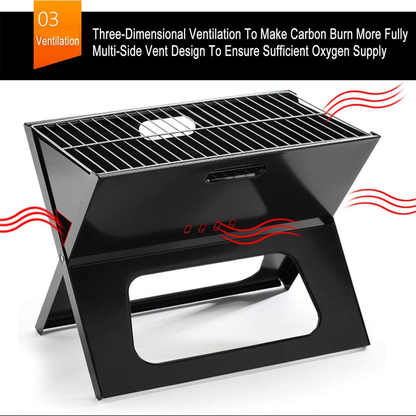 Asador Portatil Plegable De Carbon Acero Inoxidable 48x30cm