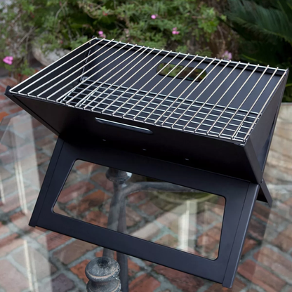 Asador Portatil Plegable De Carbon Acero Inoxidable 48x30cm