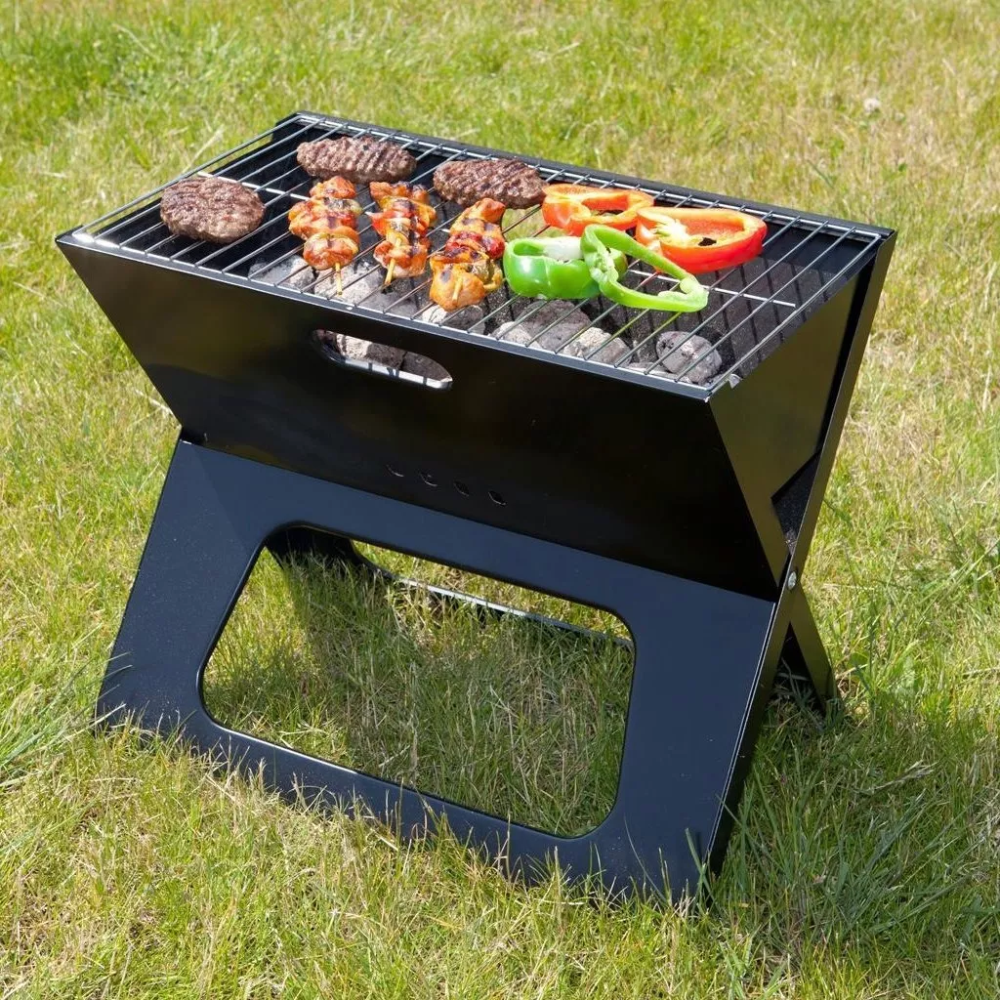 Asador Portatil Plegable De Carbon Acero Inoxidable 48x30cm