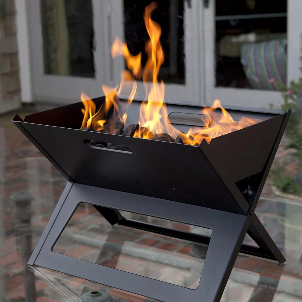 Asador Portatil Plegable De Carbon Acero Inoxidable 48x30cm