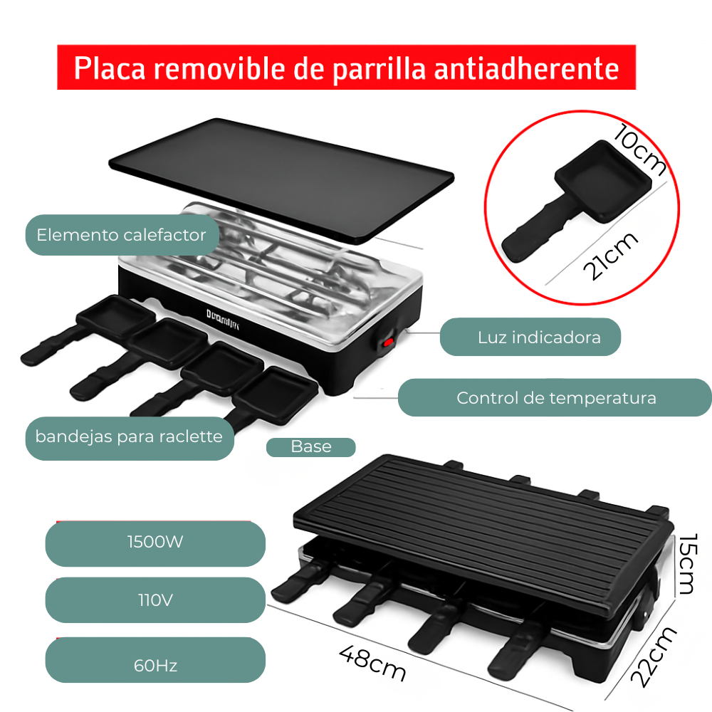 Sarten Electrica Parrilla Asador Plancha Grill Antiadherente Negro 110v