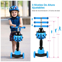 Thumbnail for Patineta Para Niños Scooter Mariquita Luces Led Ajustable