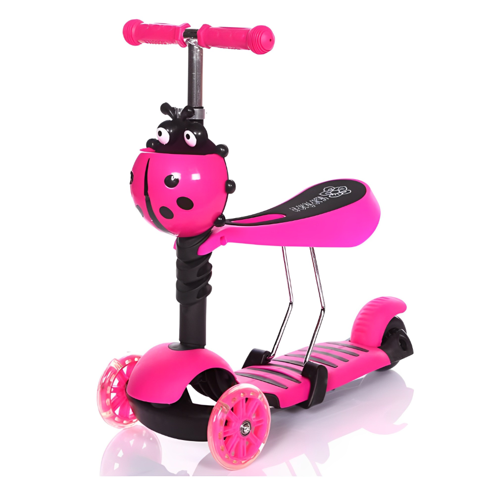 Patineta Para Niños Scooter Mariquita Luces Led Ajustable