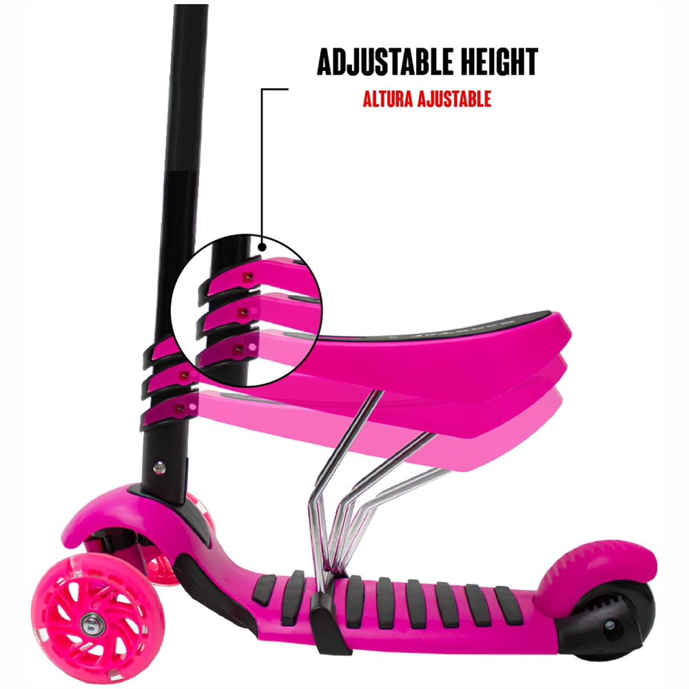 Patineta Para Niños Scooter Mariquita Luces Led Ajustable