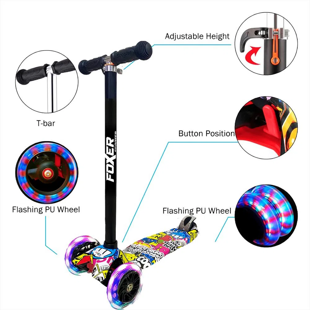 Monopatín Scooter Niños Moderna Luces Led Ref307 Plegable Seguridad