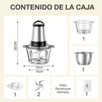 Picatodo Electrico Doble Bowl Cuchillas 400w Original 3lt